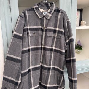 Old Navy Charcoal and White Plaid Shirt